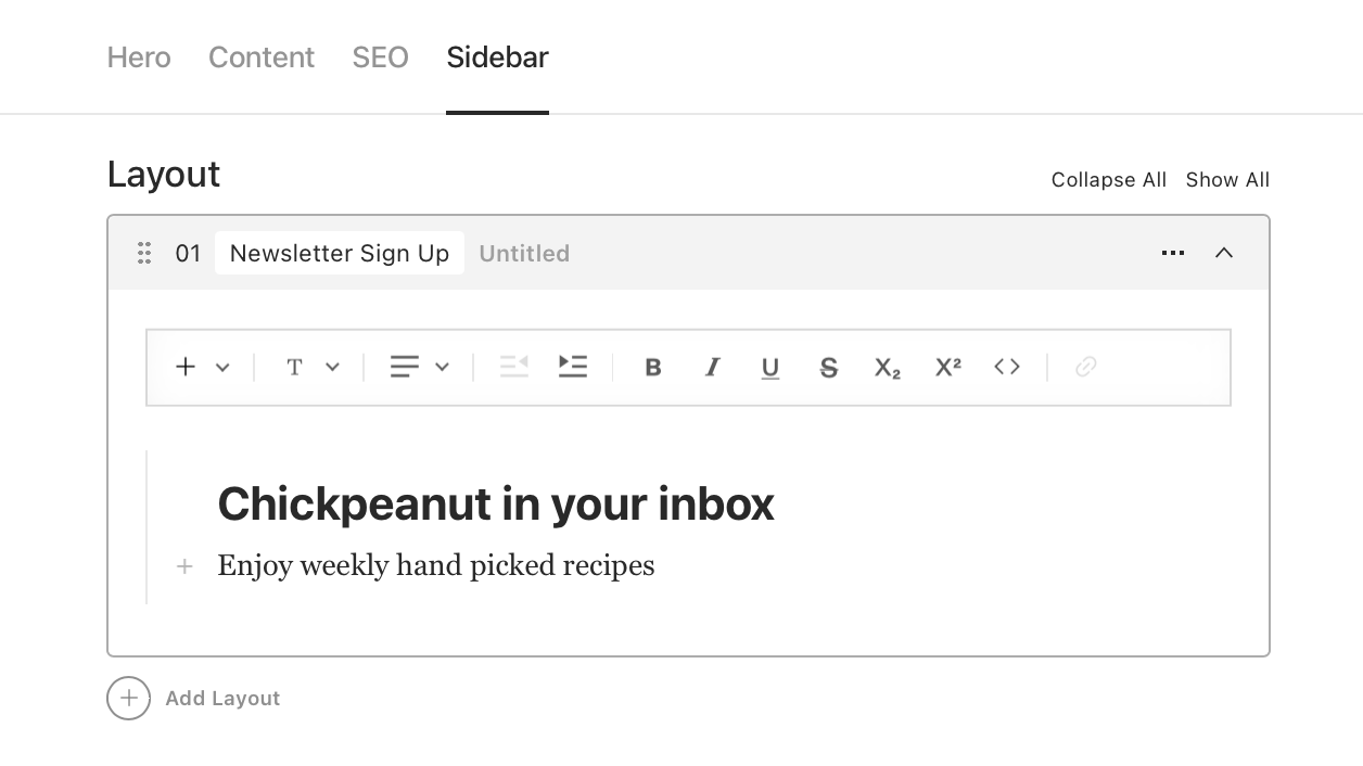 Sidebar customization screenshot